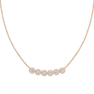 Collar de Oro Rosa con Diamantes en Forma de Arco, Corte Brillante Redondo, Colgante Minimalista de 6 Piedras, Joyería para Uso Diario de Mujer - Product Image 1
