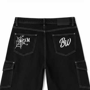 <b>Men</b> Casual Street Style Printed Baggy Denim Graphic Logo <b>Jean</b> Jorts Shorts Custom - Product Image 5