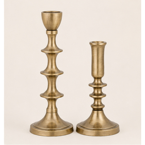 Handmade Antique Brass Taper Candle <b>Holder</b> Set of 2 Luxury Gold Metal <b>Candlestick</b> Stand for Wedding Hotel Tabletop Accents - Product Image 1