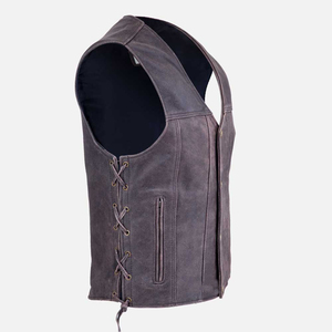 Chaleco de Cuero Personalizado para Hombre, Estilo Motero, Sin Mangas, Cuero Genuino, Prenda Exterior Informal de Moda, Venta al Por Mayor - Product Image 3