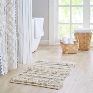 Alfombra de Baño de Algodón Blanco, Rectangular, con Patrón Geométrico, Base Antideslizante de Goma, Tejida, Estilo Escandinavo, Lavable a Máquina, para Uso Doméstico - Product Image 2