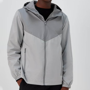 Chaqueta Cortavientos con Capucha para Hombre, Diseño Color Block, Cierre de Cremallera, Estilo Casual, Material Poliéster, para Otoño - Product Image 1