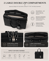 Porte-documents classique de luxe en cuir véritable pour homme de Beena avec fermeture éclair étanche, sac d'affaires durable grande capacité