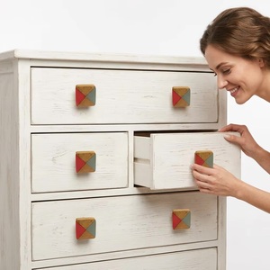 Beads Art HBRMW 156 Geometric Wood <b>Cabinet</b> Handle <b>Knob</b> <b>Gold</b> Stripe Minimalist Design Easy Installation for Home Office Furniture - Product Image 3