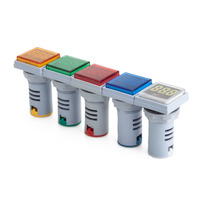 Voltmeter Digital Mini 22mm AC 90-250V Penguji Tegangan Layar LED Bahan Plastik IP55 Kelas Akurasi 1.5 300A Arus AC