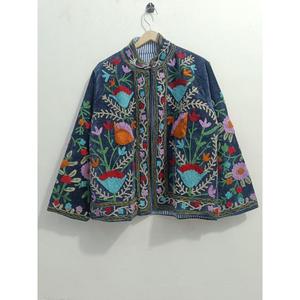 High Quality Indian Style Bohemian Quilted Velvet <b>Jacket</b> with Floral Embroidery Cotton Lining Gift for <b>Women</b> - Product Image 2