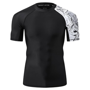 High Quality Men Rash Guard <b>Compression</b> T <b>Shirt</b> Short Sleeve Swim <b>Shirt</b> UV Protection Custom Logo OEM - Product Image 4