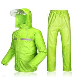 Universal Adult Waterproof Rain Suit Hooded <b>Jacket</b> and Pants Set <b>Reflective</b> Outdoor Hiking Camping Wear - Product Image 4