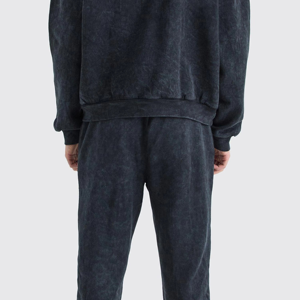 Survêtement à capuche bleu clair pour homme, fermeture éclair intégrale, poches latérales, respirant, coupe décontractée, vêtement d'automne, couleur unie, coton - Product Image 5