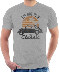 T-shirt blanc à manches courtes pour homme Old Bugs Never Die avec imprimé voiture classique, coupe classique, style décontracté, col rond, jersey de coton - Product Image 2