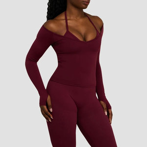 Haut de yoga pour femme haute intensité, séchage rapide, compression, sans manches, tricoté en Spandex/Coton, extensible dans les quatre sens, avec trou pour le pouce - Product Image 3