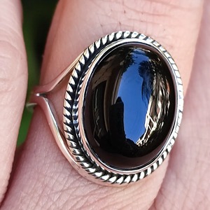 Black Onyx Bezel Setting Ring 925 Sterling Silver Statement Promise Boho Jewelry for Women July Birthstone Wedding Gift - Product Image 5