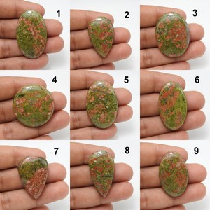 Pierre précieuse Unakite de qualité supérieure, formes variées ! Cabochon d'Unakite Naturel ! Pierre de cabochon en unakite pour la fabrication de bijoux en macramé, cadeau - Product Image 4