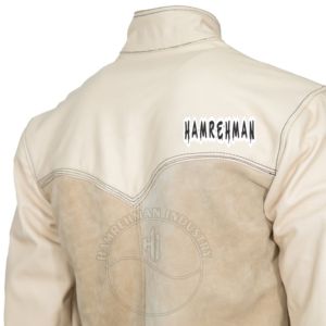 Chaqueta de Soldadura de Cuero Vacuno Premium para Hombre, Chaqueta de Soldadura con Respaldo de Algodón FR, Resistente al Calor y las Llamas - Product Image 3