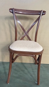 Modern Vintage Wood-Look Metal <b>Dining</b> <b>Chair</b> with X-Back and Fabric Seat for Living Room Bedroom Apartment Hotel - Product Image 5