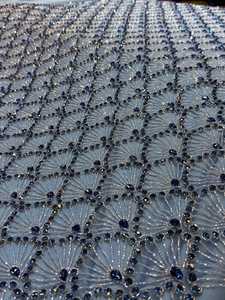 Premium Zircon Stone Beaded <b>Fabric</b> Handmade <b>Polyester</b> Embroidery Lace <b>Fabric</b> for Bridal Wear Wedding Dress Evening Party Dresses - Product Image 3