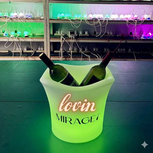 MIRAGE7 LED Ice Bucket Boat Shape <b>Plastic</b> Cooler Illuminated Beverage Tub 12L Round for Party Modern Design Custom Edition - Product Image 2