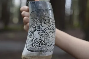Jarra de Cuerno Grabada Personalizada para Beber Cerveza, Regalo Vikingo para Bodas y Regalos Corporativos, Disponible a Precio de Mayoreo - Product Image 4