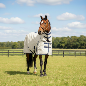 Two Tone Horse Turnout <b>Rug</b> with Star Chem Pattern Full Neck Cover <b>Waterproof</b> <b>Outdoor</b> Blanket Adjustable Straps - Product Image 1