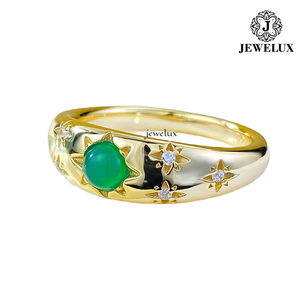 Jewelux Women's Yellow Gold <b>Jade</b> <b>Ring</b> Star Pattern Bezel Setting Classic Gemstone <b>Ring</b> Everyday Wear From India - Product Image 3