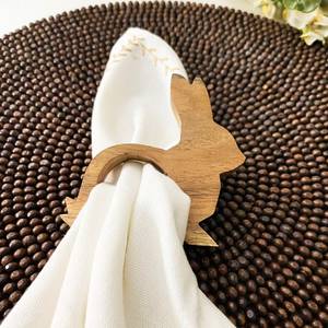 Anneaux de serviette en bois faits à la main, anneaux de serviette de Pâques en bois, anneaux de serviette lapin, supports d'anneaux de serviette, naturels et rustiques pour la table - Product Image 6