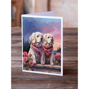Clumber Spaniel Deux Coeurs A7 Cartes de Voeux Pack de 8 Cartes de Note Vierges avec Enveloppes Taille 5x7 - Product Image 2