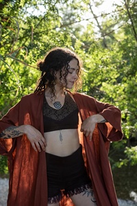 <b>Long</b> Cotton Robe Kimono <b>Boho</b> Layering Piece Open Front Wide Sleeve Ritual Wear Everyday Wear - Product Image 4