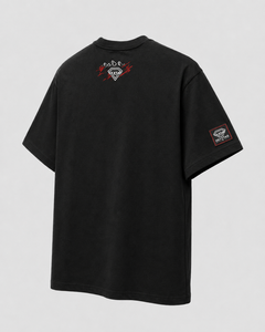 T-shirt graphique noir surdimensionné personnalisé pour homme, style streetwear, imprimé montagne, en coton épais, vêtement d'été décontracté pour l'extérieur - Product Image 3
