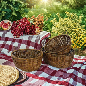 Cestas Multifuncionales Vintage Tejidas a Mano con Jacinto de Agua, Ecológicas y Económicas, con Asa Cómoda para el Dormitorio - Product Image 1