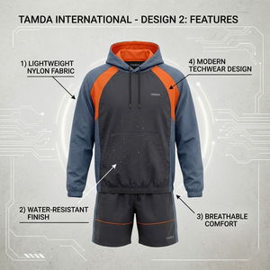 Ensemble survêtement imperméable coupe-vent avec short |   Ensemble short et sweat à capuche léger en nylon personnalisé pour l'été - Product Image 5