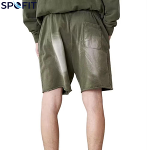 กางเกงขาสั้นผ้าฝ้ายย้อมสีซันเฟดสไตล์วินเทจสำหรับผู้ชาย ขอบดิบ ผ้าฝ้ายฟลีซ 100% ขายส่ง เสื้อผ้าสตรีทแวร์ กางเกงขาสั้นซันเฟดสำหรับเด็กผู้ชาย - Product Image 4