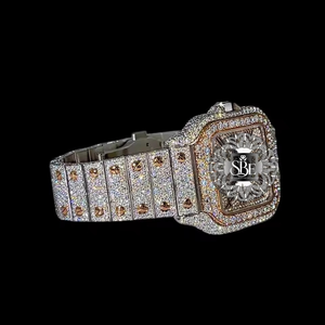 Reloj de Lujo para Hombre con Movimiento de Cuarzo, Acero Inoxidable, Diamantes Moissanite VVS, Colección de Joyería Hip Hop, Alta Demanda - Product Image 3