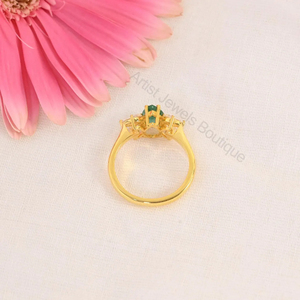 Natural Zambian <b>Emerald</b> Pear Engagement Wedding <b>Ring</b> Moissanite 925 Sterling <b>Silver</b> Solid Gold Luxury OEM ODM Wholesale Supplier - Product Image 4