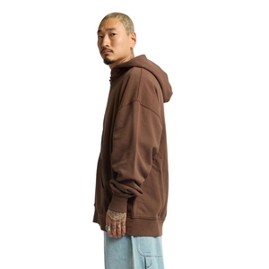 Sweat à capuche zippé marron pour homme, coupe oversize, en polaire, avec cordon de serrage, style streetwear, vente en gros - Product Image 5