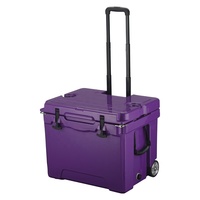 Glacière à roulettes rotomoulée 40L, robuste, isolée, portable, pour camping, pêche, extérieur, avec roues