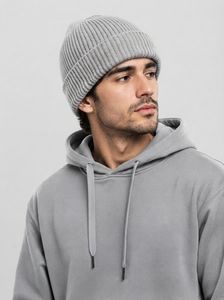 <b>Men</b> Plain Knit <b>Beanie</b> <b>Hat</b> Stretchable Warm Winter Cap Comfortable Daily Outdoor Casual Headwear OEM ODM Wholesale - Product Image 2