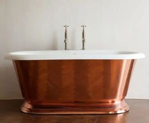 Baignoire autoportante ovale en cuivre avec pieds en griffes, baignoire classique en métal brun pour maison, villa, hôtel - Product Image 6
