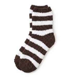 Red White Striped Crew Socks Polyester Fluffy Standard Knitted Sweat Absorbent Casual Winter Adult Cuff Logo - Product Image 2