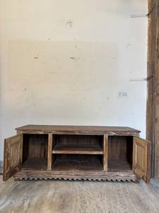 Paradise Handicrafts Solid Mango Wood Carved <b>TV</b> Cabinet Storage | Elegant Wooden <b>TV</b> <b>Stand</b> Drawers | Modern Vintage Home - Product Image 4