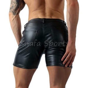 บริการออกแบบและผลิตกางเกงขาสั้นผู้ชายแบบ OEM พร้อมกระเป๋า ราคาขายส่ง ผลิตจากหนังแท้ 100% กางเกงขาสั้นหนังสำหรับผู้ชายสำหรับการต่อสู้ วางขายออนไลน์ - Product Image 2
