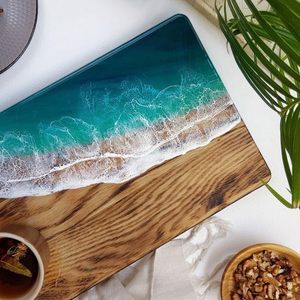 เขียงไม้สำหรับงานหนักพร้อมเขียงทำจากเรซิ่นสำหรับเตรียมอาหารสำหรับห้องครัวและร้านอาหารได้ง่ายและปลอดภัย - Product Image 4