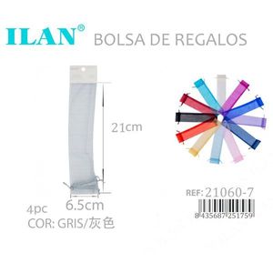 Sacchetti regalo in organza Ilan 21x6,5 cm 4 pezzi colore grigio per regali - Product Image 3