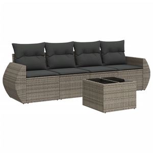Ensemble de canapé de jardin modulaire compact en polyrotin gris 4 places, mobilier d'extérieur au design contemporain - Product Image 2