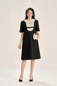 ชุดคลุมท้อง B2 MUM V1446 แบบเป็นมิตรต่อสิ่งแวดล้อม ระบายอากาศได้ดี แขนสั้น ทรงเอ คอปกปีเตอร์แพน สีอ่อน เนื้อผ้านุ่มลื่น ยืดหยุ่นได้ - Product Image 3