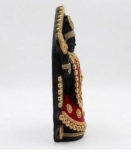 Traditional Religious Lakshmi <b>Statue</b> Black & <b>Gold</b> Plated Resin Art Handicraft for Diwali Home Decor Tabletop Sculpture - Product Image 4