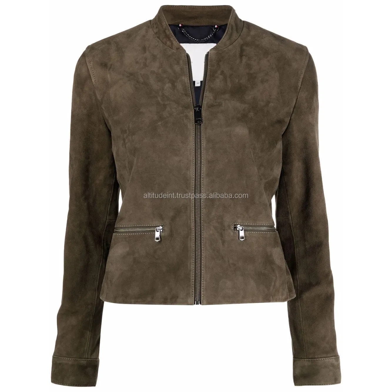 Top Quality Goat Brown Suede Real Leather Jacket Women Custom Made Bomber Ladies Leather Jacket