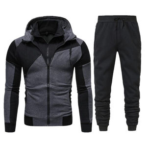 Men's <b>Hooded</b> Tracksuit Set Color Blocking Full <b>Zip</b> Sweatshirt With Drawstring Pants Casual Sportswear Autumn Wear - Product Image 1