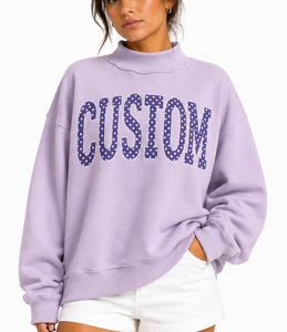 Sudadera de cuello alto para mujer con logotipo personalizado bordado, diseño de lunares, corte holgado, transpirable, de algodón y forro polar, ecológica. - Product Image 1