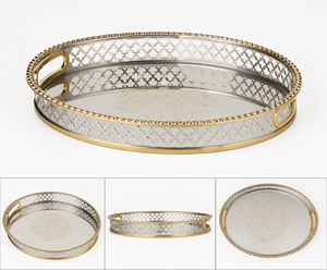 New Premium Quality Modern Silver <b>Decorative</b> Metal Handicraft Serving Tray Platter for Hotel Home <b>Wedding</b> Christmas <b>Table</b> <b>Top</b> - Product Image 1