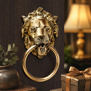 Royal Lion Head Door Knocker Antique Brass Statement Entryway Hardware <b>Decorative</b> <b>Home</b> <b>Decor</b> - Product Image 1